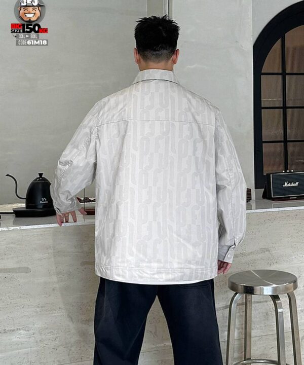 Alternative view of Áo khoác sơ mi phối chữ kèm tag logo street wear