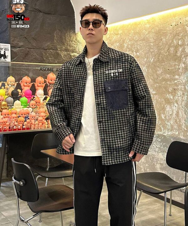 Áo khoác sơ mi phối túi họa tiết thunder color ẩn streetwear