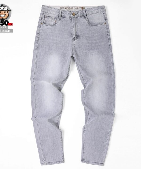 Alternative view of Quần Jean Jean ống nhỏ wax xám họa tiết xyz vibe co giãn