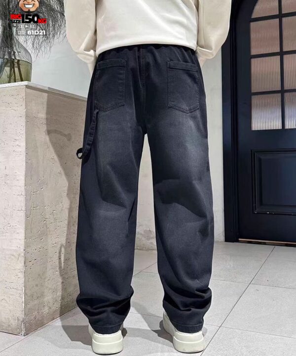 Quần dài jean thun ống suông wax khói rộng đùi chỉ nổi 2