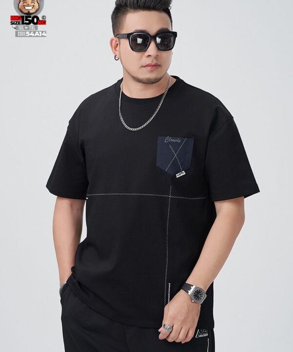 Áo thun tay ngắn cotton phối túi Clouds slide style model 2