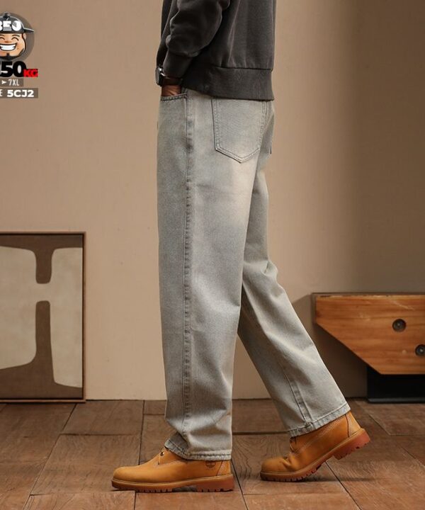 Alternative view of Quần Jean Jean Retro lưng kết hợp thun ống suông chất Denim Cotton Blend Co Giãn