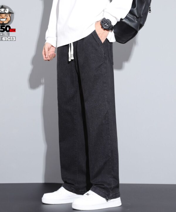 Alternative view of Quần dài jean retro style co giãn ống suông túm đa năng