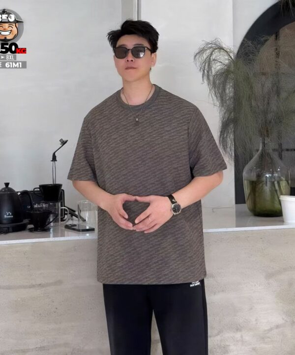 Áo thun tay ngắn jacquards họa tiết full áo pchao