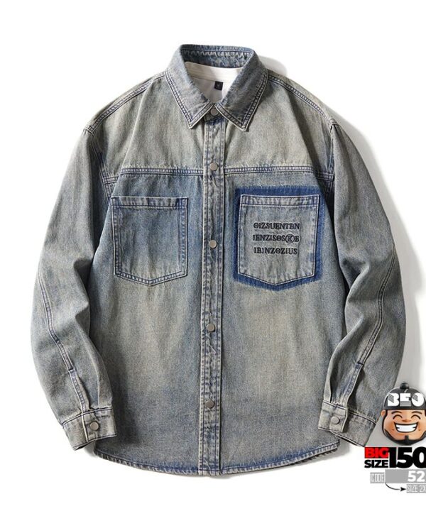 Áo khoác sơ mi Rustic Vibe denim phong cách Vintage Retro 4
