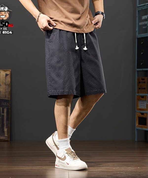 Quần ngắn thun cotton họa tiết chỉ xiên street wear style 3