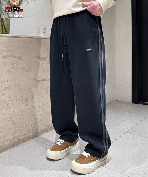 Quần dài ống suông rộng đùi 2 sọc chỉ nổi street wear style band 2