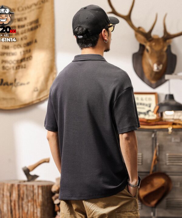 Áo thun tay ngắn Polo vải jacquards phối dây kéo kiểu fashion 3