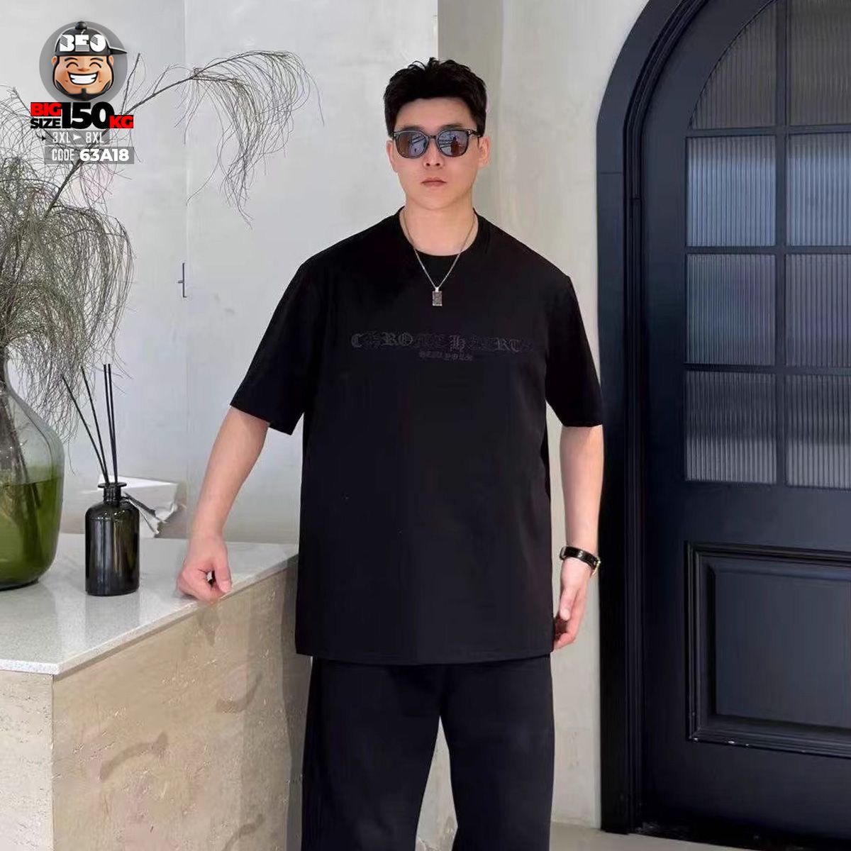 Áo thun tay ngắn cotton họa tiết cách điệu chữ La Mã cá tính 4 Áo thun tay ngắn cotton họa tiết cách điệu chữ La Mã cá tính - Ảnh 4