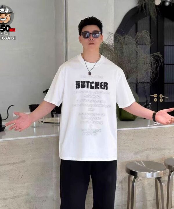 Áo thun tay ngắn cotton họa tiết text Butcher 8 Áo thun tay ngắn cotton họa tiết text Butcher 3