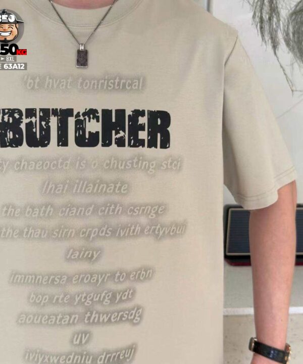 Áo thun tay ngắn cotton họa tiết text Butcher 9 Áo thun tay ngắn cotton họa tiết text Butcher 4