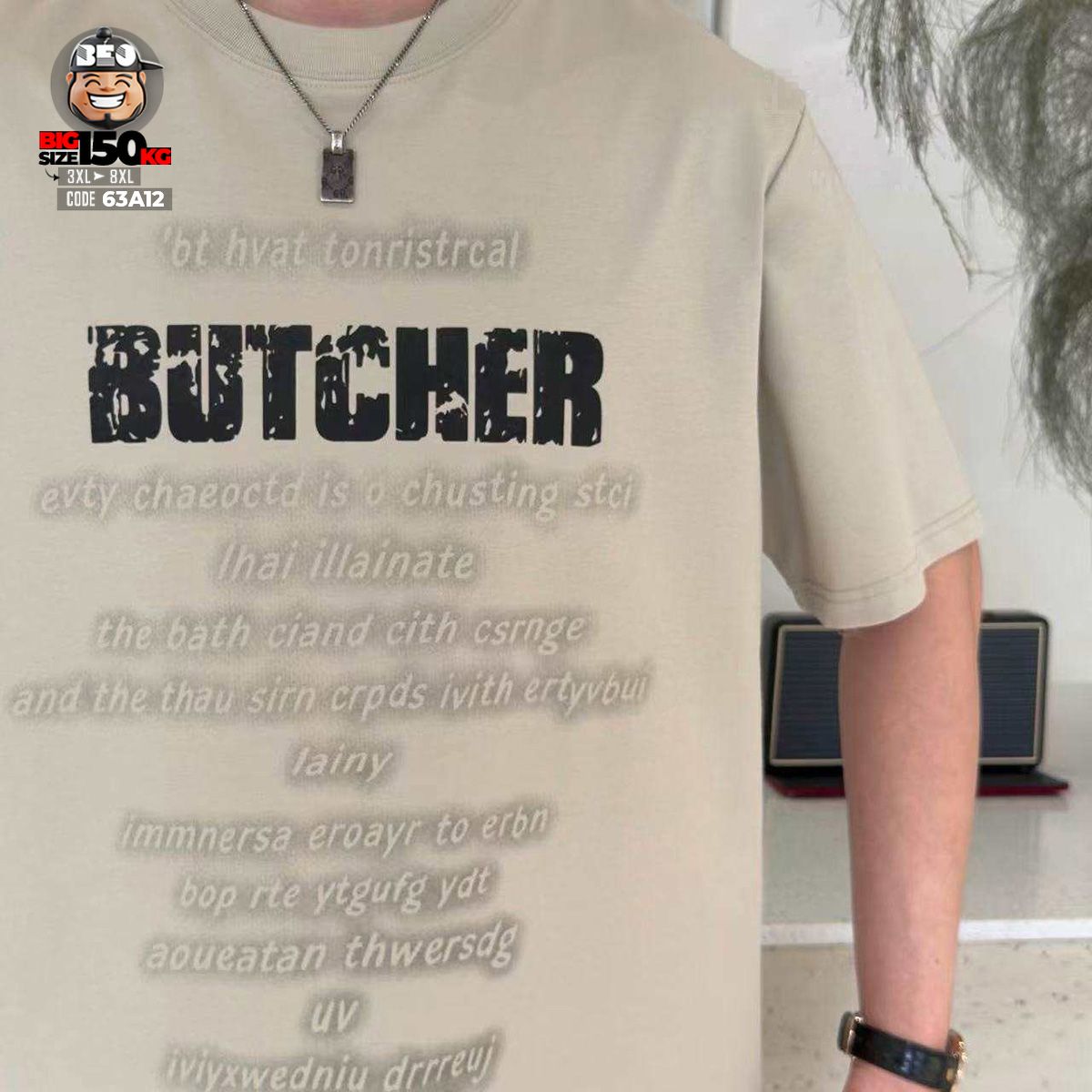 Áo thun tay ngắn cotton họa tiết text Butcher 5 Áo thun tay ngắn cotton họa tiết text Butcher - Ảnh 5