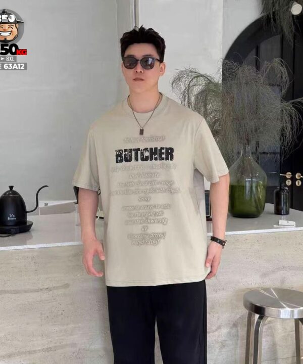 Áo thun tay ngắn cotton họa tiết text Butcher