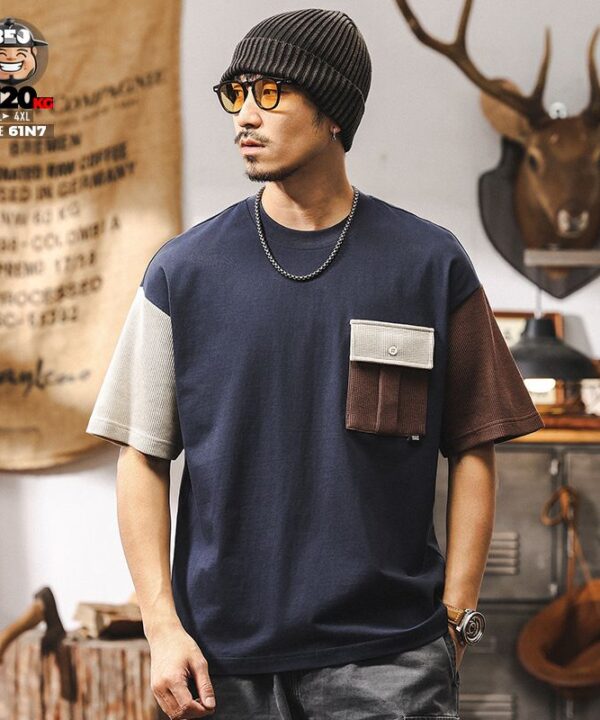 Event Béo Bảnh Bao 61 Áo thun tay ngắn cotton vải ráp phối túi họp phong cách