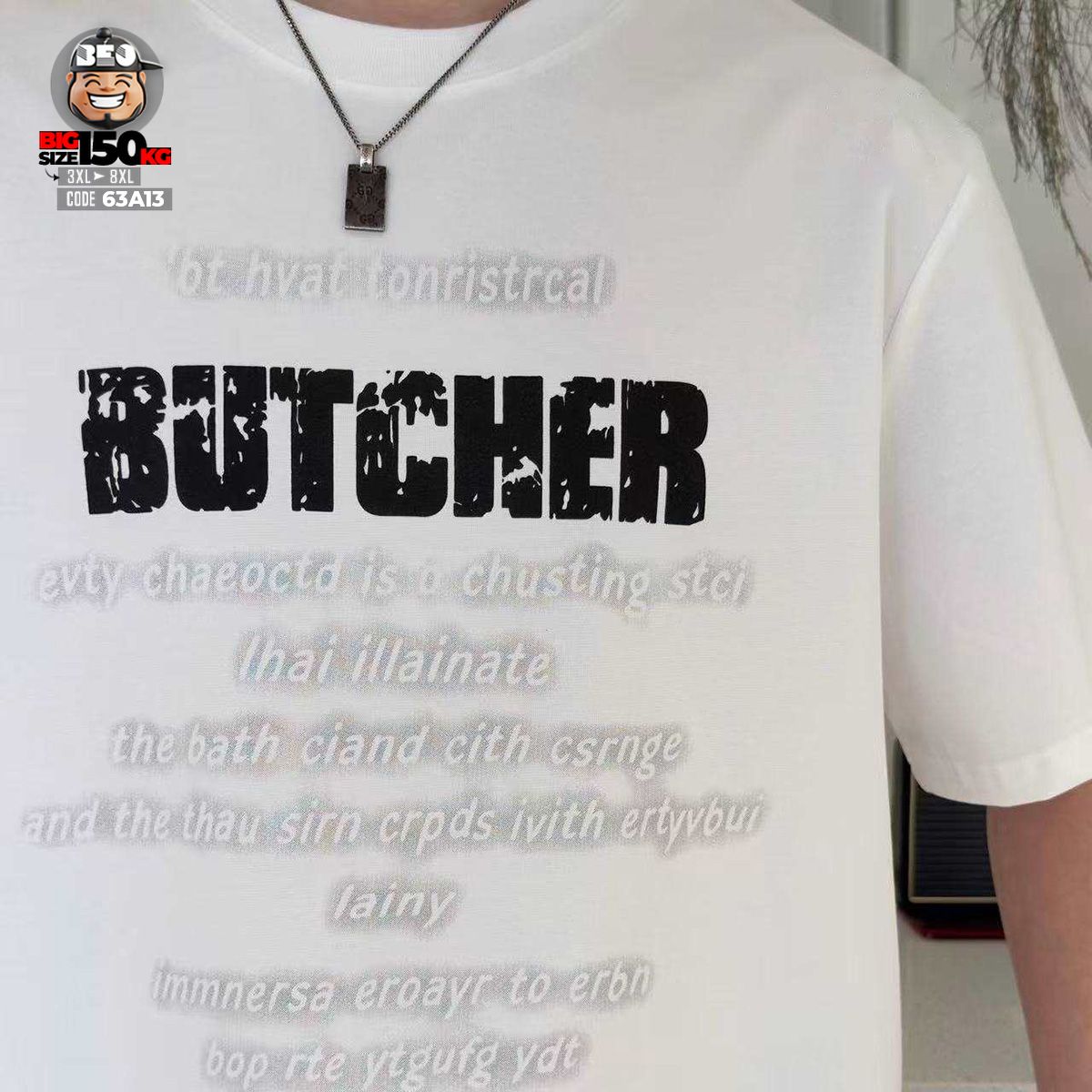Áo thun tay ngắn cotton họa tiết text Butcher 2 Áo thun tay ngắn cotton họa tiết text Butcher - Ảnh 2
