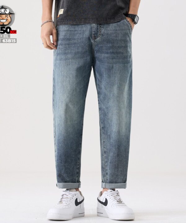 Quần dài jean Lyocell Tencel 9 tấc form rộng ống côn wash mềm co giãn