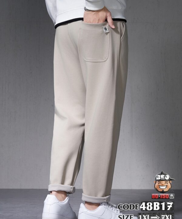 Quần dài jogger ông suông vải cotton chỉ nổi cong basic 3