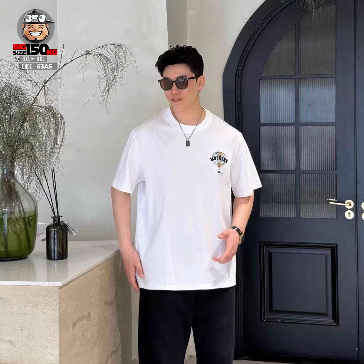 Áo thun tay ngắn cotton họa tiết kinh khí cầu MOEDANG 1 Áo thun tay ngắn cotton họa tiết kinh khí cầu MOEDANG