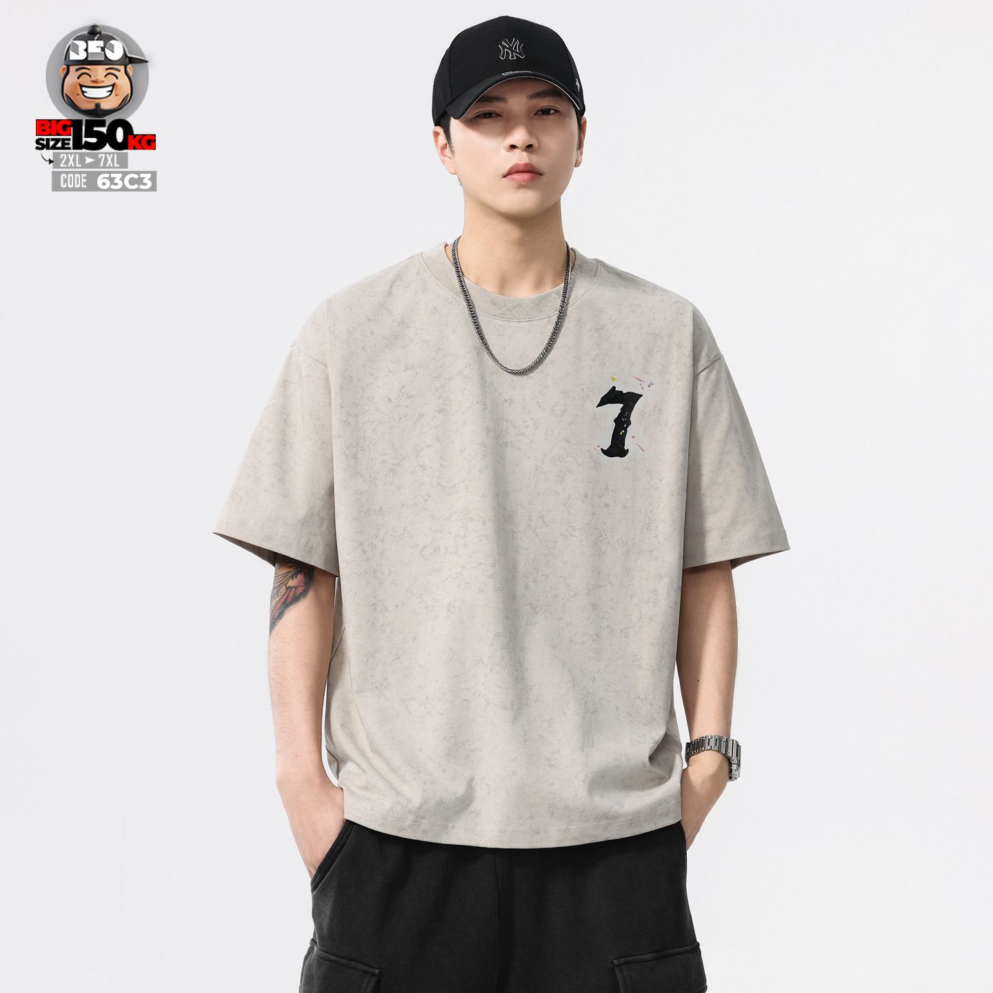 Áo thun tay ngắn vải Jacquards number 7 cách điệu eagle claw 1 Áo thun tay ngắn vải Jacquards number 7 cách điệu eagle claw