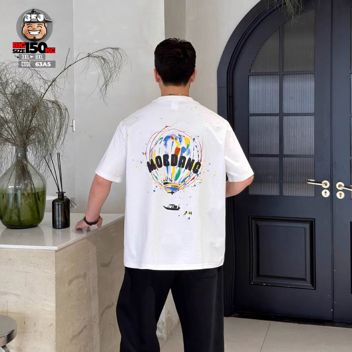 Áo thun tay ngắn cotton họa tiết kinh khí cầu MOEDANG 5 Áo thun tay ngắn cotton họa tiết kinh khí cầu MOEDANG - Ảnh 5