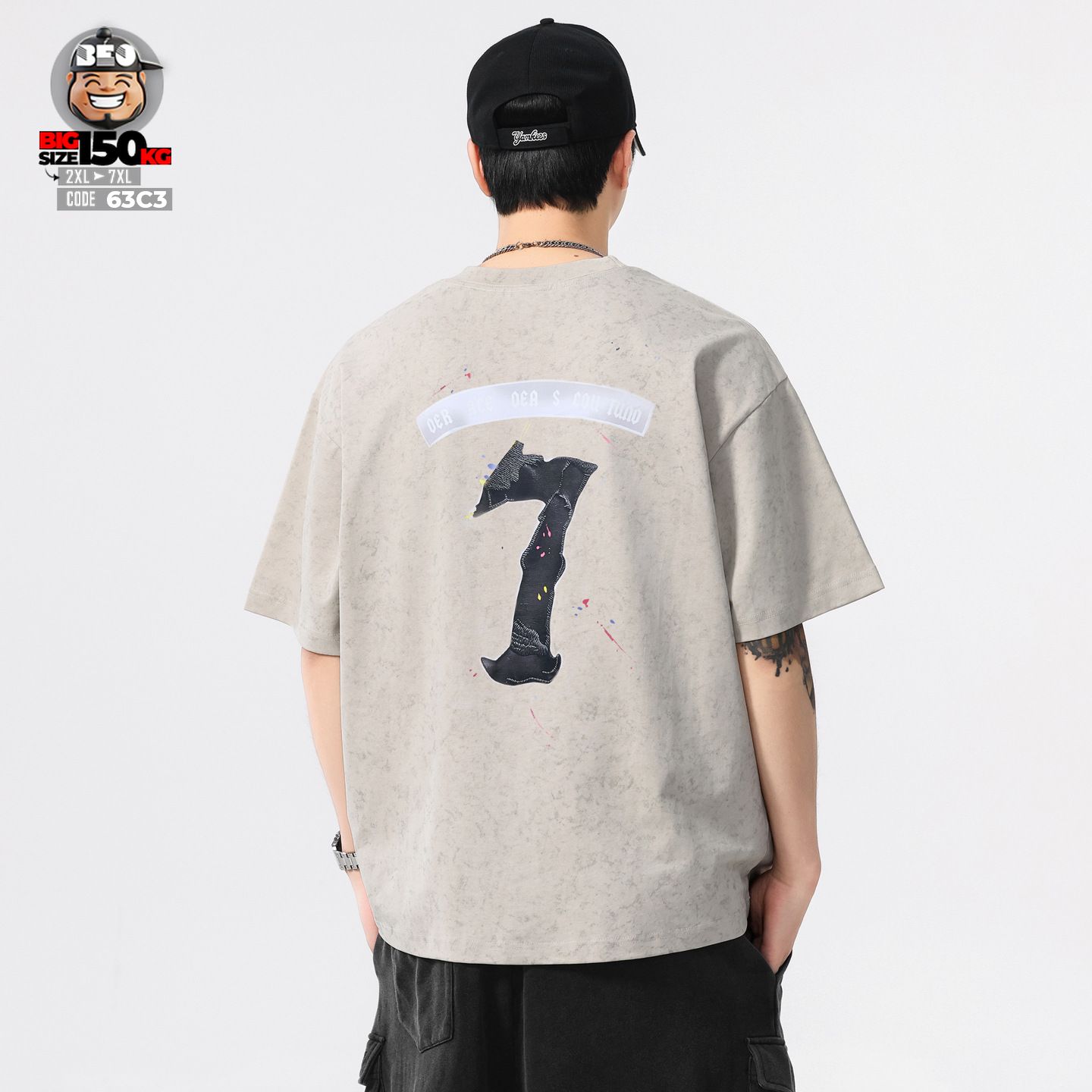 Áo thun tay ngắn vải Jacquards number 7 cách điệu eagle claw 3 Áo thun tay ngắn vải Jacquards number 7 cách điệu eagle claw - Ảnh 3