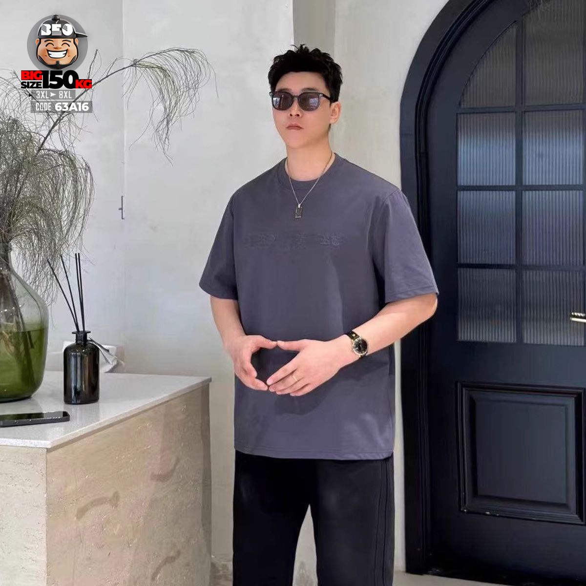 Áo thun tay ngắn cotton họa tiết cách điệu chữ La Mã cá tính 1 Áo thun tay ngắn cotton họa tiết cách điệu chữ La Mã cá tính