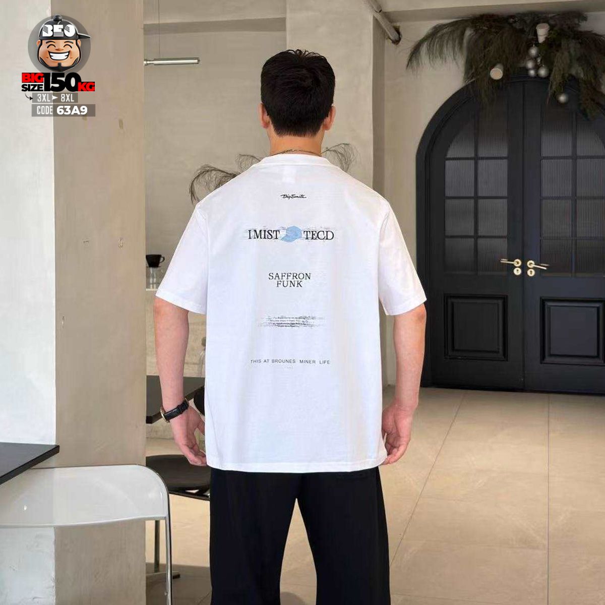 Áo thun tay ngắn cotton họa tiết chữ I Mist Tecd with head 4 Áo thun tay ngắn cotton họa tiết chữ I Mist Tecd with head - Ảnh 4