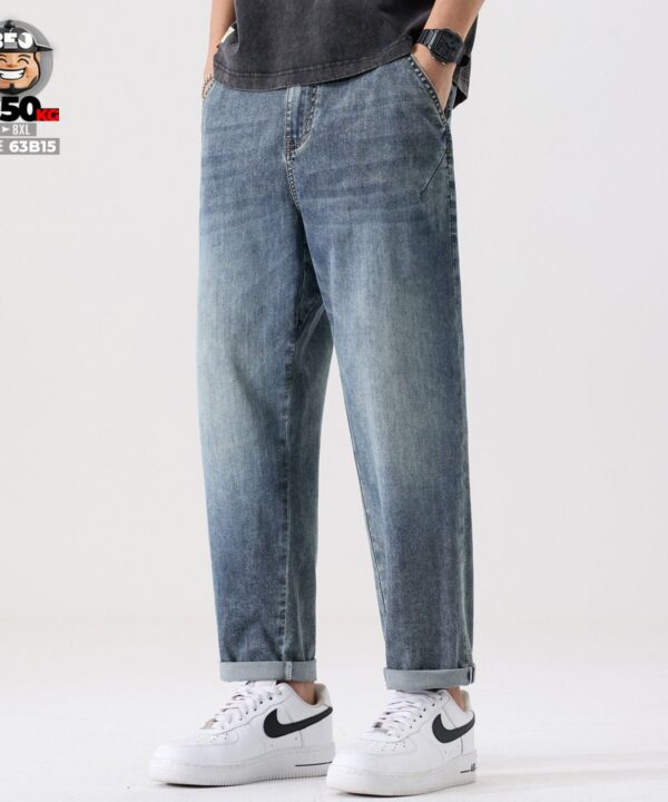 Quần dài jean Lyocell Tencel 9 tấc form rộng ống côn wash mềm co giãn 2