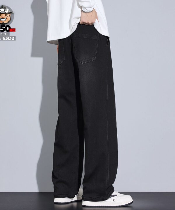 Quần dài jean ống suông lưng thun wax basic retro style 2