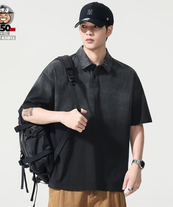 Áo thun tay ngắn Polo Wash Technology chuyển sắc retro vibe