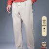 Quần dài jogger ông suông vải cotton chỉ nổi cong basic