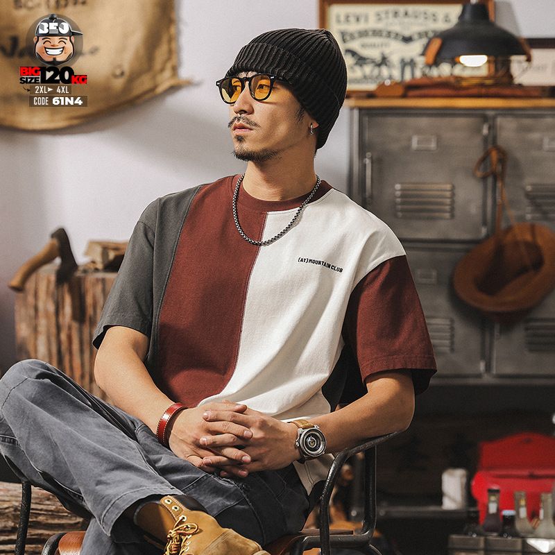 Áo thun tay ngắn phối ráp mountain club 1 Áo thun tay ngắn phối ráp mountain club