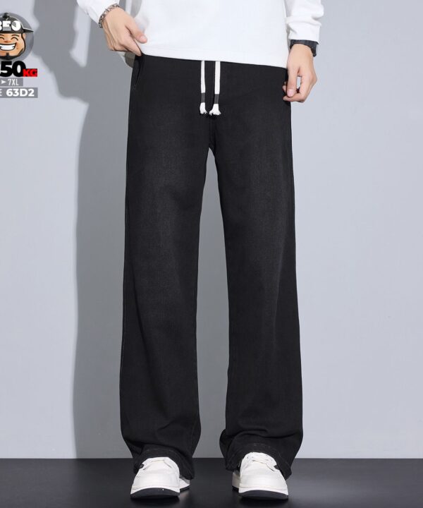 Quần dài jean ống suông lưng thun wax basic retro style 3