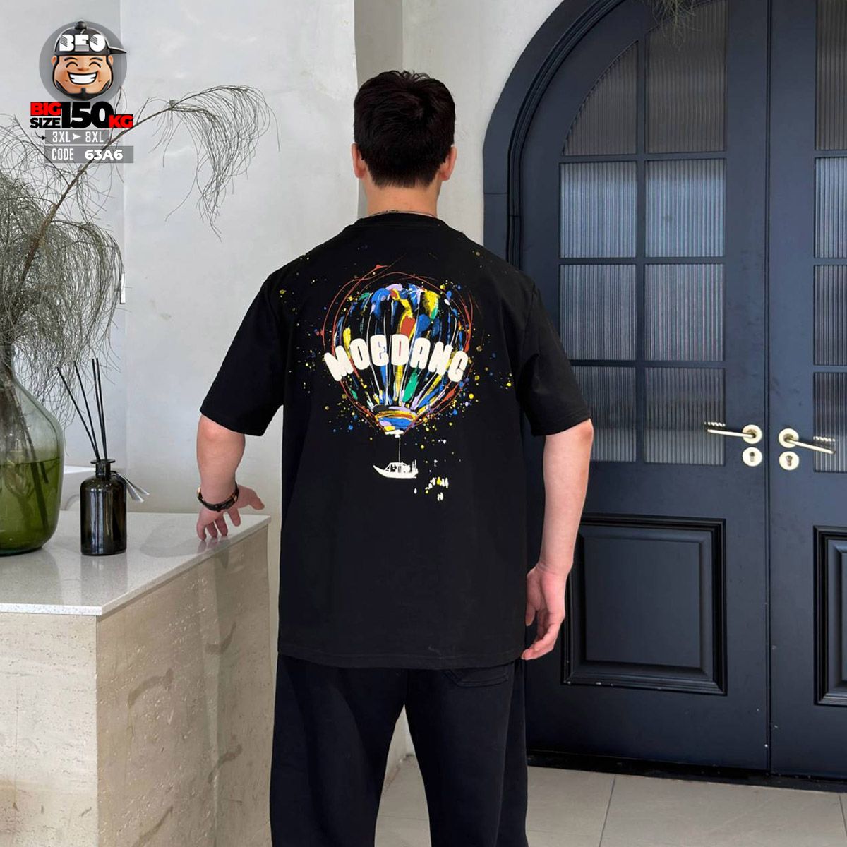 Áo thun tay ngắn cotton họa tiết kinh khí cầu MOEDANG 2 Áo thun tay ngắn cotton họa tiết kinh khí cầu MOEDANG - Ảnh 2