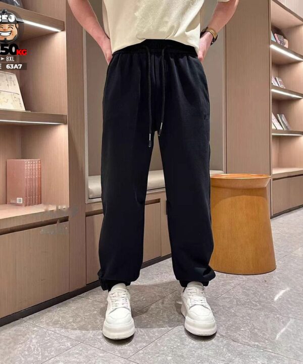 Quần dài jogger thun chỉ nổi ngang hông logo chữ đùi 2