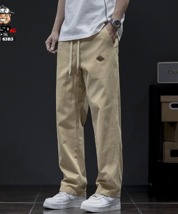 Quần dài Kaki cotton đũng lá liễu ống suông co giãn casual style 3