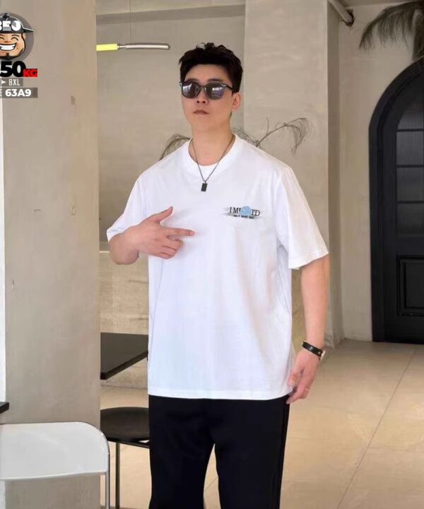 Áo thun tay ngắn cotton họa tiết chữ I Mist Tecd with head