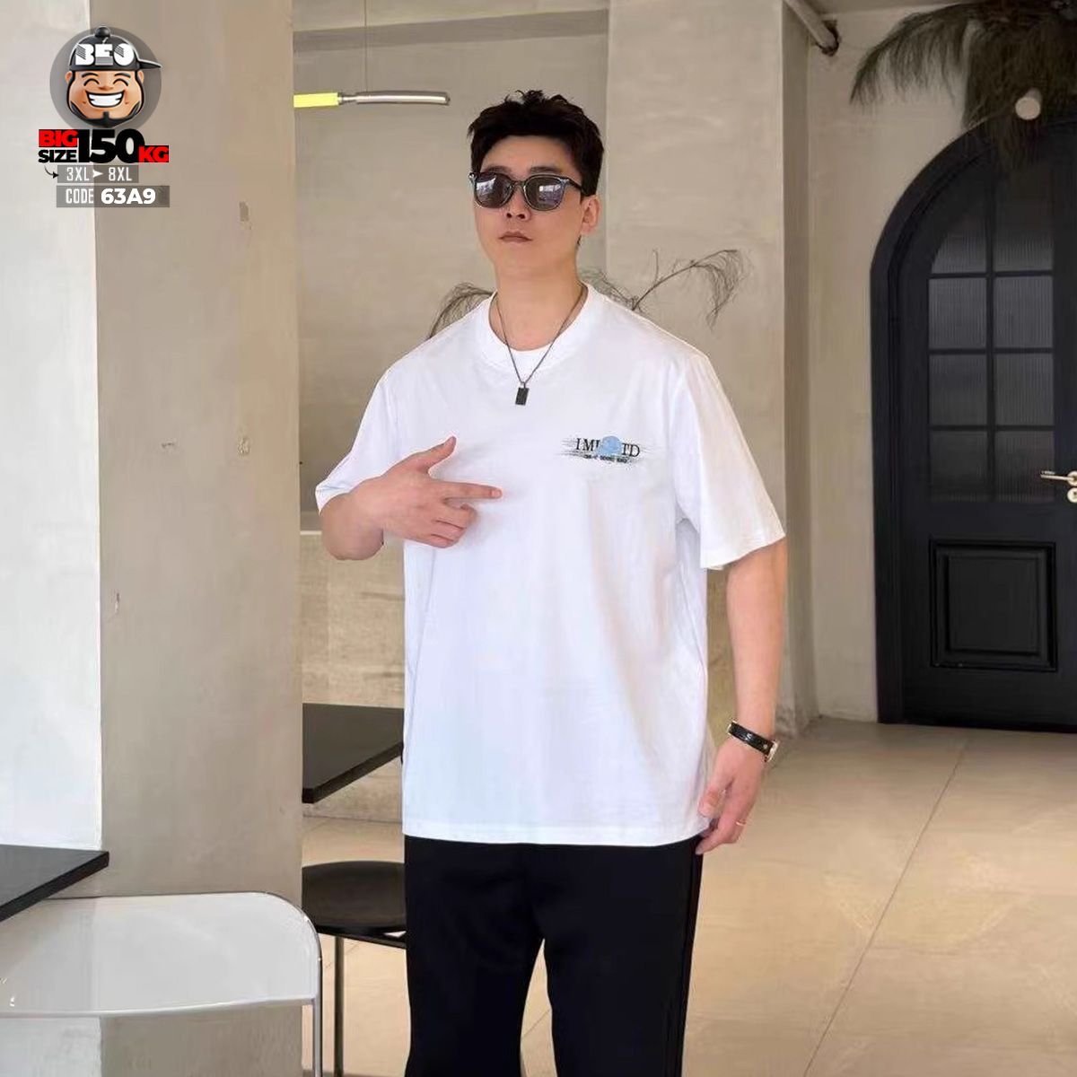 Áo thun tay ngắn cotton họa tiết chữ I Mist Tecd with head 1 Áo thun tay ngắn cotton họa tiết chữ I Mist Tecd with head