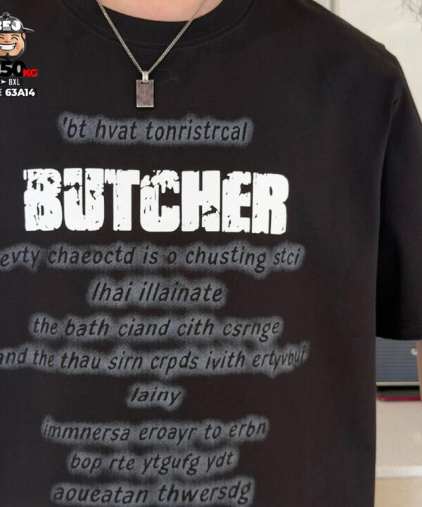 Áo thun tay ngắn cotton họa tiết text Butcher 7 Áo thun tay ngắn cotton họa tiết text Butcher 2