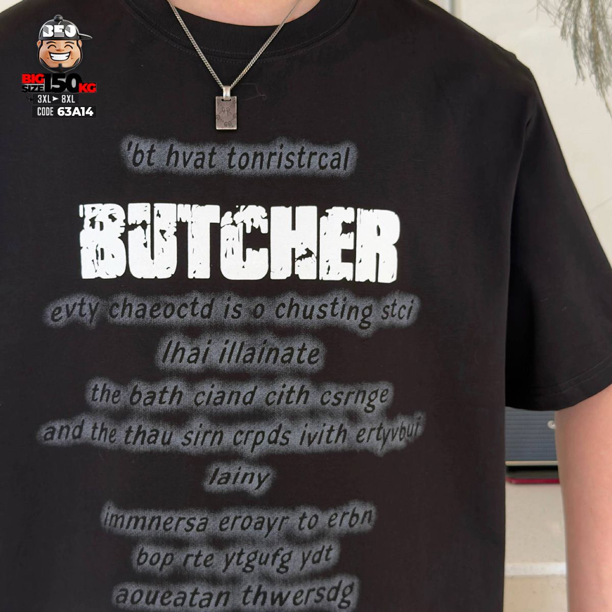 Áo thun tay ngắn cotton họa tiết text Butcher 3 Áo thun tay ngắn cotton họa tiết text Butcher - Ảnh 3