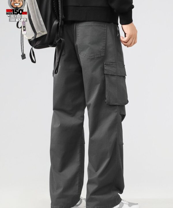 Quần dài cargo túi hộp ống suông form rộng ống dài phong cách lính dù gấp nếp 2
