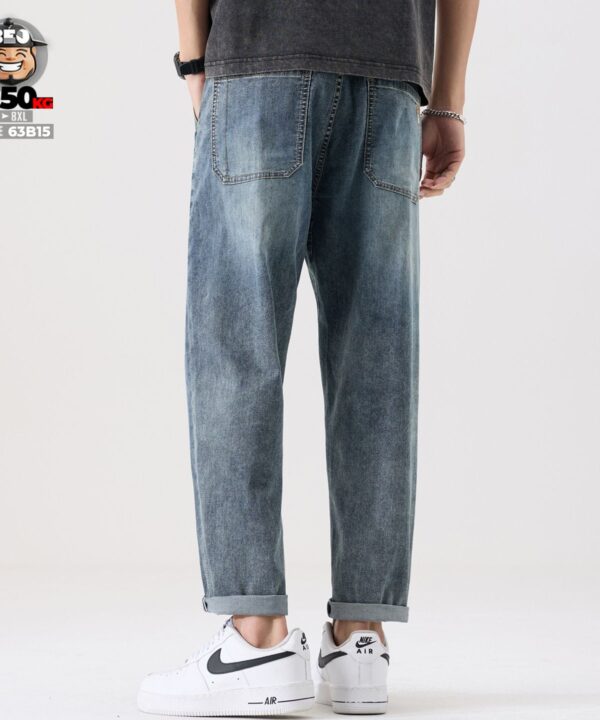 Quần dài jean Lyocell Tencel 9 tấc form rộng ống côn wash mềm co giãn 3