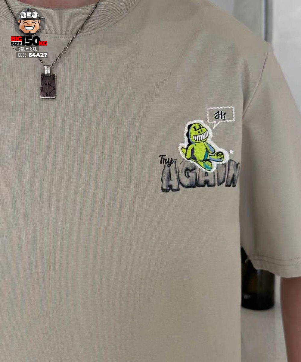 Áo thun tay ngắn họa tiết funny dinosaur try again 5 Áo thun tay ngắn họa tiết funny dinosaur try again - Ảnh 5