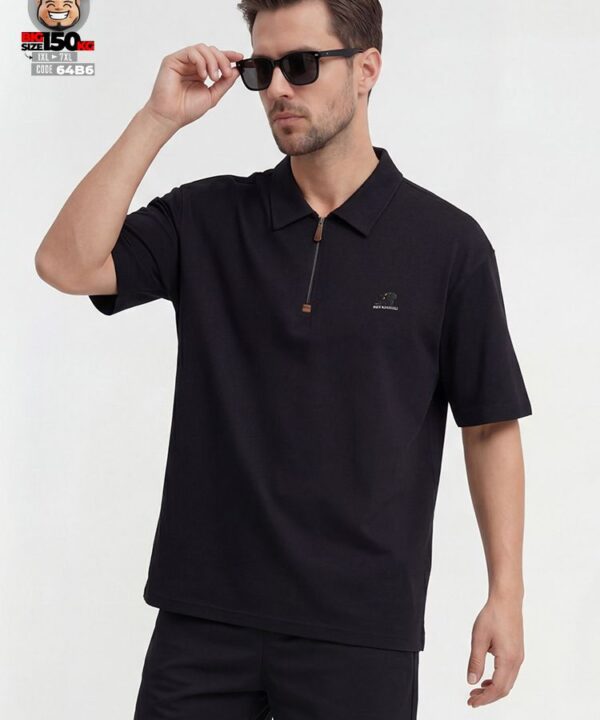 Áo thun Polo khóa kéo cổ bẻ form rộng old money style 3