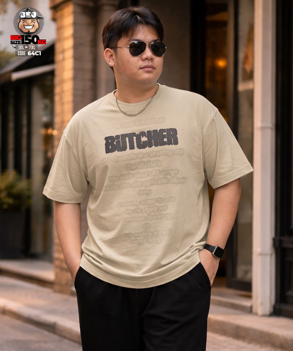Áo thun tay ngắn cotton họa tiết text BUTCHER 1 Áo thun tay ngắn cotton họa tiết text BUTCHER
