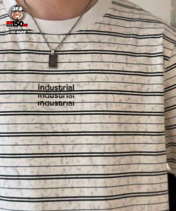 Áo thun tay ngắn sọc ngang industrial text 4