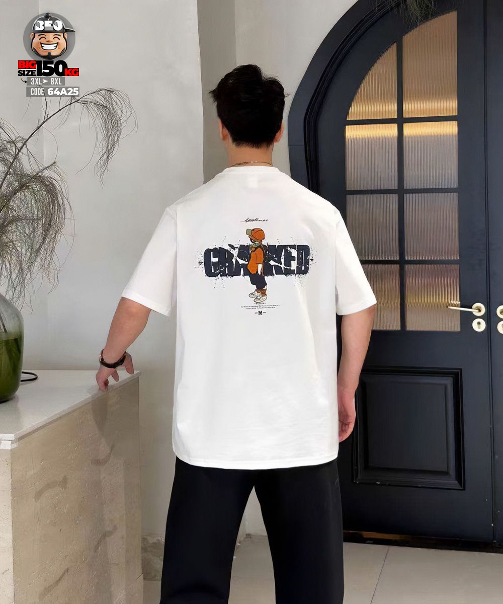 Áo thun tay ngắn in họa tiết Cracker person streetwear 1 Áo thun tay ngắn in họa tiết Cracker person streetwear