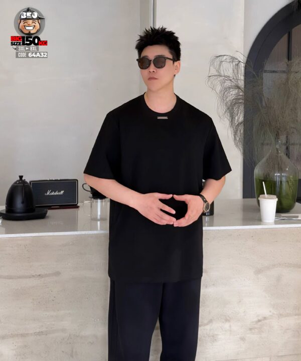 Áo thun tay ngắn chỉ nổi xiêng vai with tag form basic