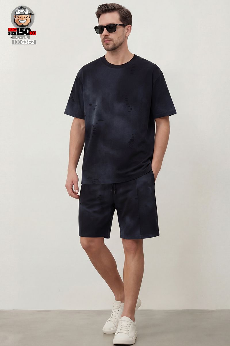 Set đồ bộ loang màu dark tone wash nhẹ street style 2 Set đồ bộ loang màu dark tone wash nhẹ street style - Ảnh 2