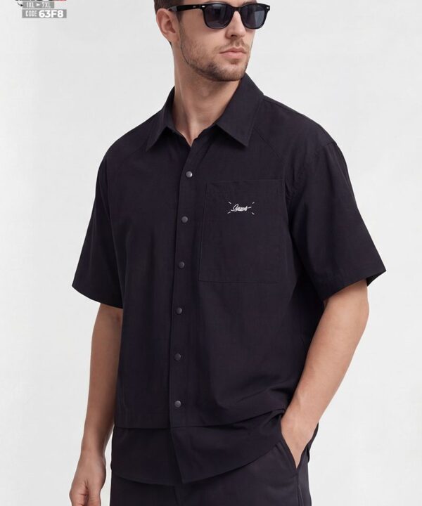 Áo sơ mi tay ngắn chất liệu cao cấp form relaxed túi ngực phong cách Hàn Quốc